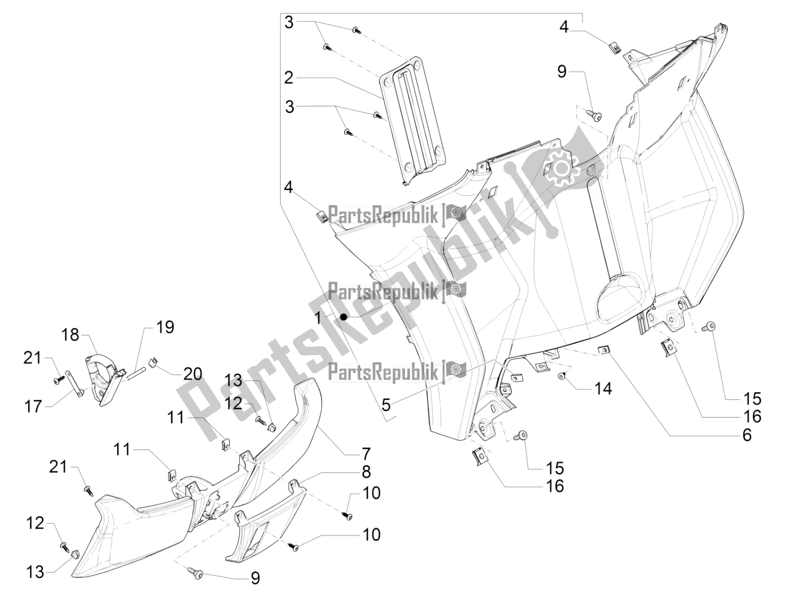 Toutes les pièces pour le Boîte à Gants Avant - Panneau De Protection Des Genoux du Piaggio MP3 300 IE LT Business-Sport 2018