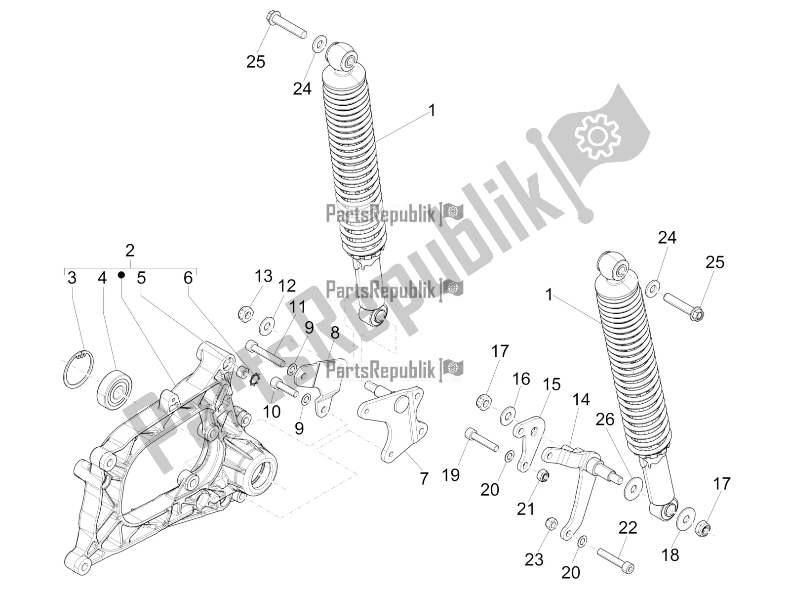 Toutes les pièces pour le Suspension Arrière - Amortisseur / S du Piaggio MP3 300 IE LT Business-Sport 2018