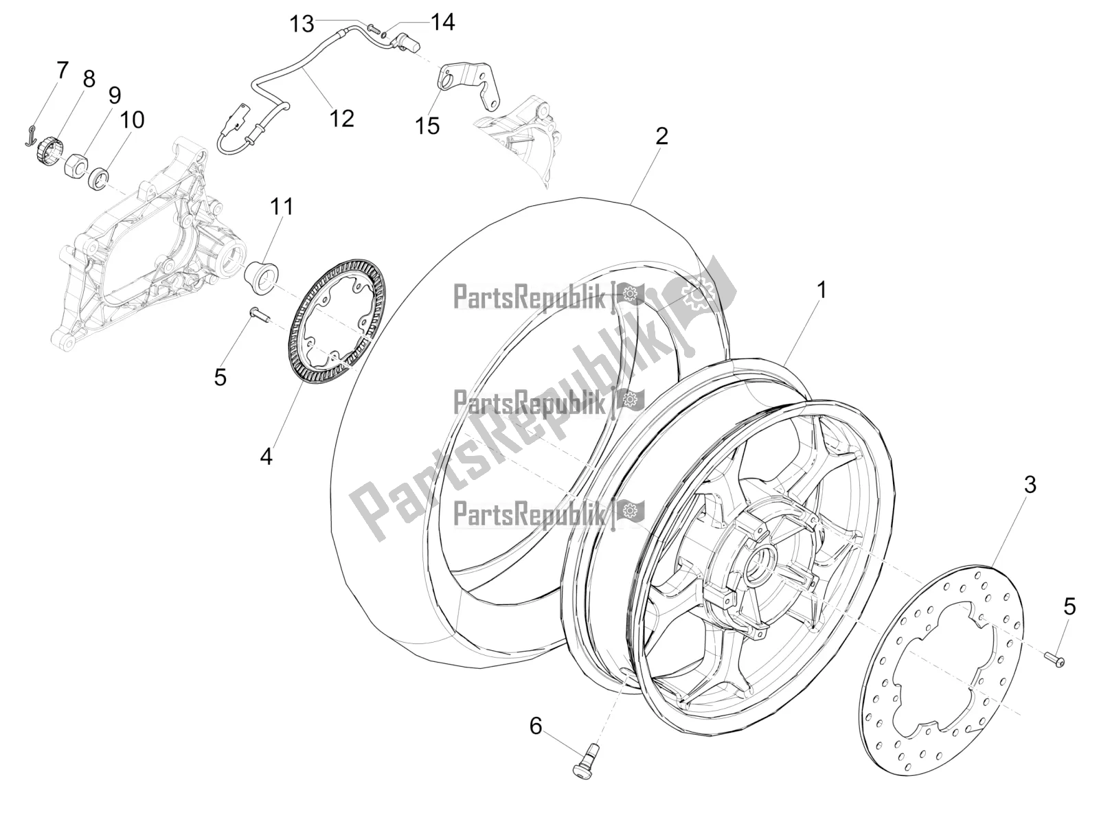 Toutes les pièces pour le Roue Arrière du Piaggio MP3 300 IE LT Business-Sport 2018