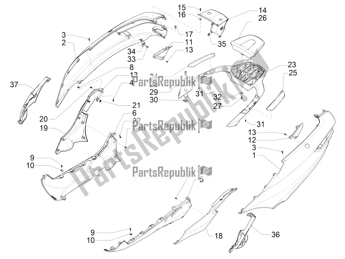 Toutes les pièces pour le Couvercle Latéral - Spoiler du Piaggio MP3 300 IE LT Business-Sport 2018