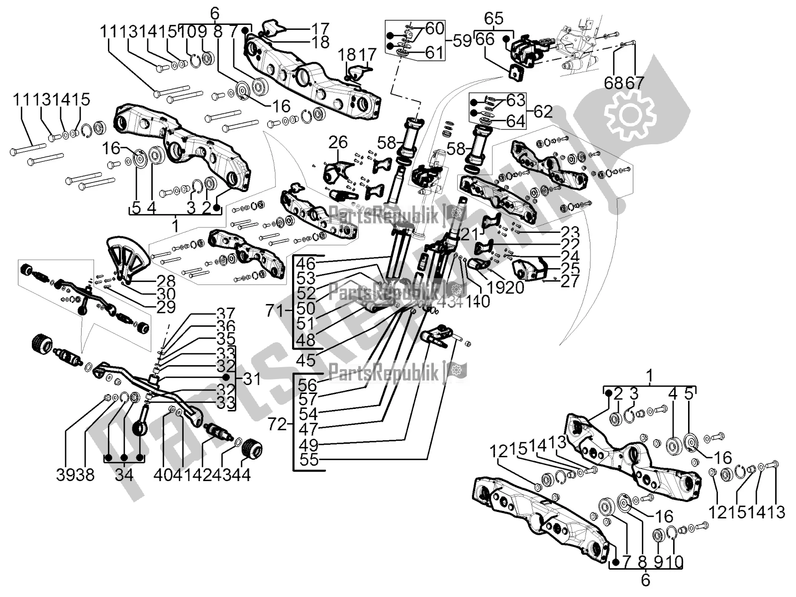 All parts for the Fork's Components (mingxing) of the Piaggio MP3 300 Yourban LT ERL 2016