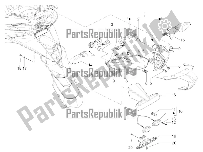 Toutes les pièces pour le Phares Arrière - Clignotants du Piaggio MP3 300 Yourban LT ERL 2016