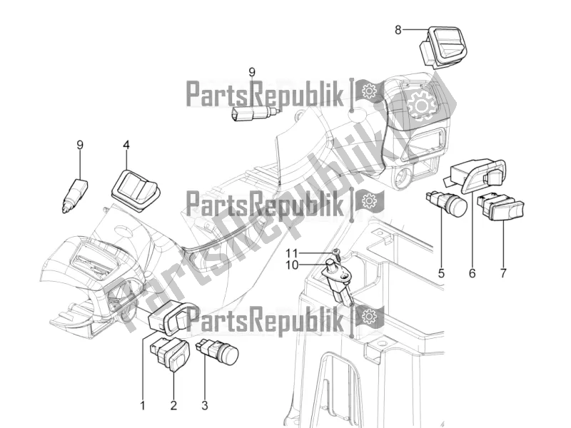 Todas as partes de Seletores - Interruptores - Botões do Piaggio MP3 300 Yourban LT ERL 2016