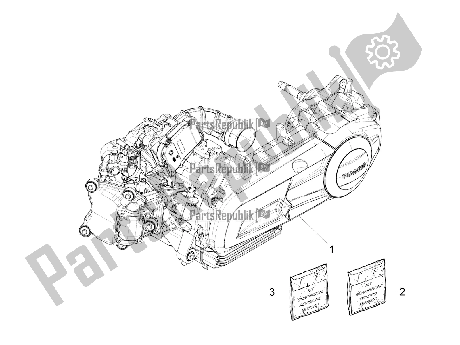 Toutes les pièces pour le Moteur, Assemblage du Piaggio MP3 300 Yourban LT RL-Sport 2017