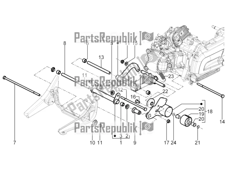 Tutte le parti per il Braccio Oscillante del Piaggio MP3 300 Yourban LT RL-Sport 2017