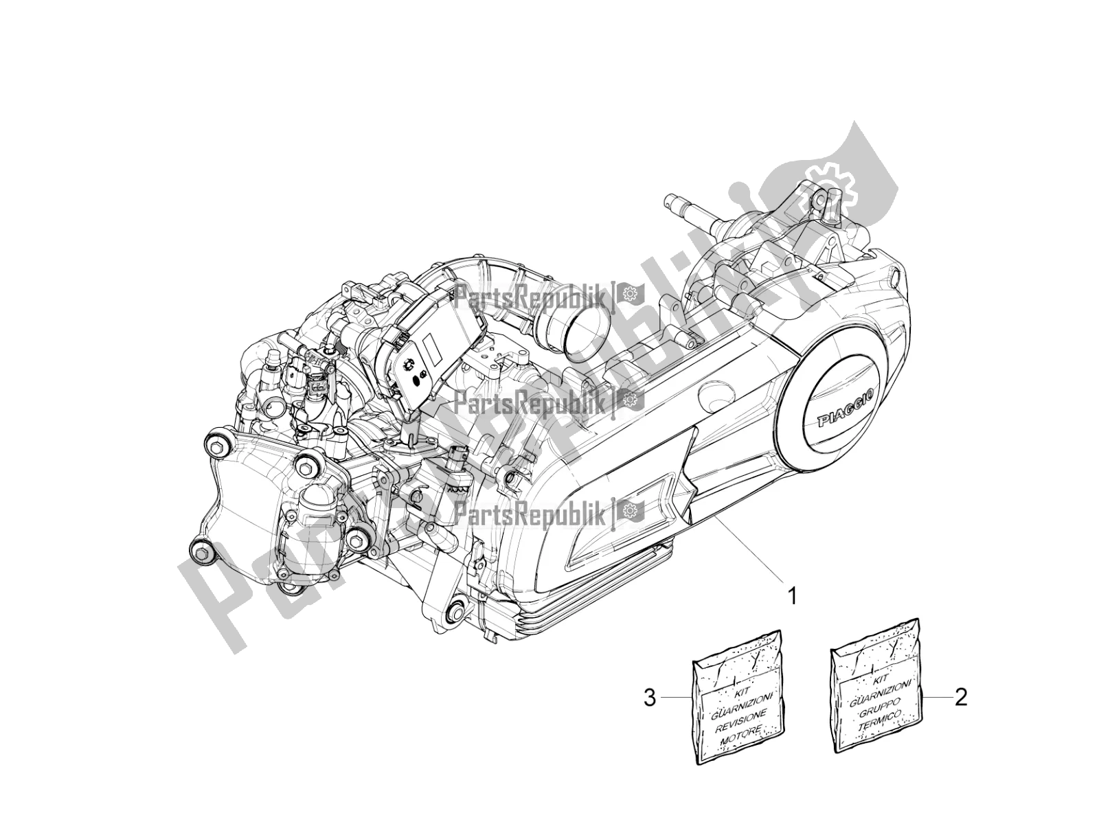 Toutes les pièces pour le Moteur, Assemblage du Piaggio MP3 300 Yourban LT RL-Sport 2018