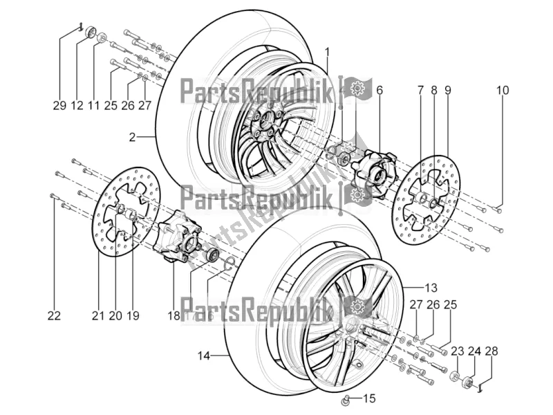 Alle onderdelen voor de Voorwiel van de Piaggio MP3 300 Yourban LT RL-Sport 2018