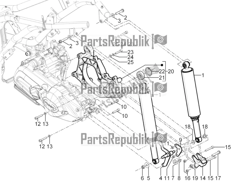 Tutte le parti per il Sospensione Posteriore - Ammortizzatore / I del Piaggio MP3 300 Yourban LT RL-Sport 2018