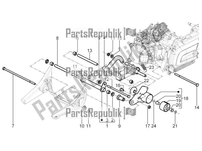 All parts for the Swinging Arm of the Piaggio MP3 300 Yourban LT RL-Sport 2018