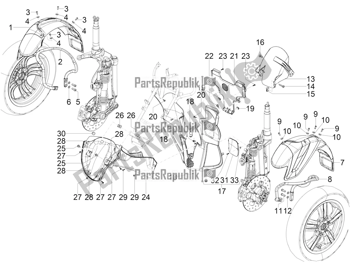 Toutes les pièces pour le Logement De Roue - Garde-boue du Piaggio MP3 300 Yourban LT RL-Sport 2018