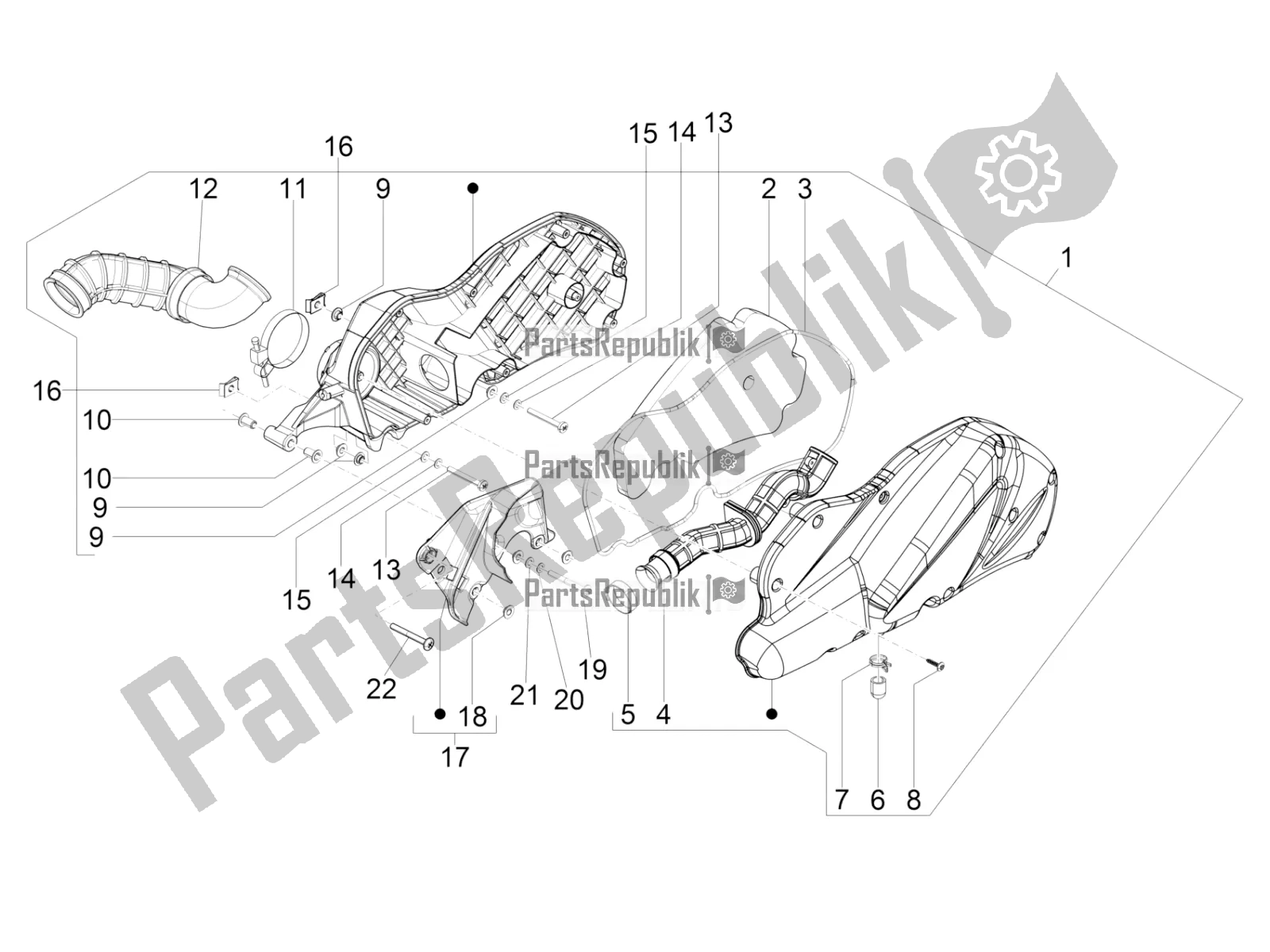 Toutes les pièces pour le Filtre à Air du Piaggio MP3 300 Yourban LT RL-Sport 2019