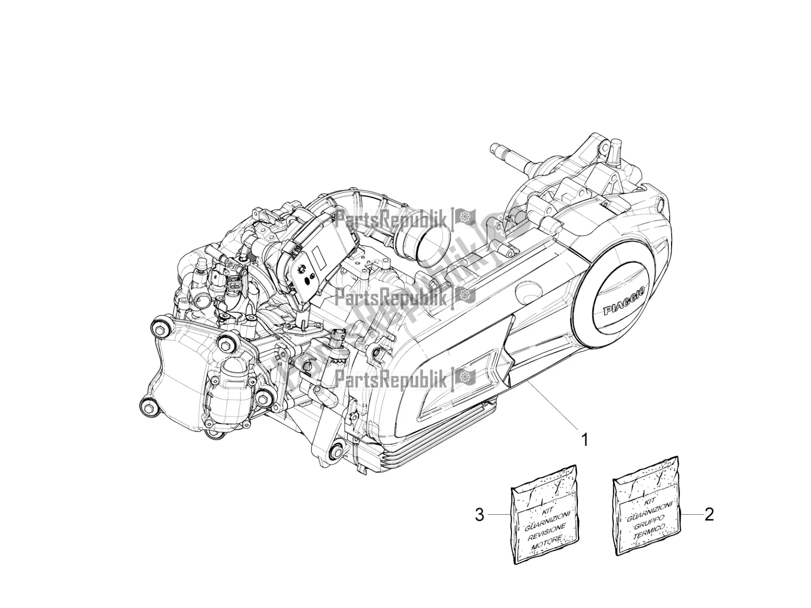 Toutes les pièces pour le Moteur, Assemblage du Piaggio MP3 300 Yourban LT RL-Sport 2019