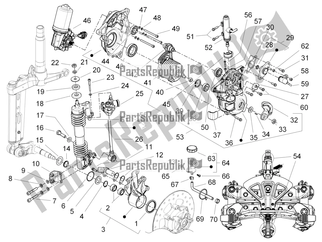 Toutes les pièces pour le Fourche / Tube De Direction - Palier De Direction du Piaggio MP3 300 Yourban LT RL-Sport 2019