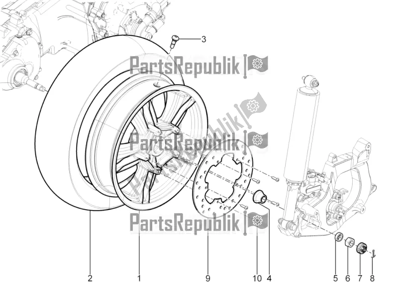 Alle onderdelen voor de Achterwiel van de Piaggio MP3 300 Yourban LT RL-Sport 2019