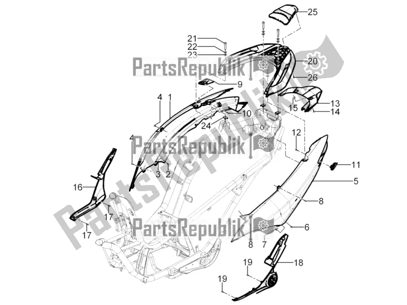 All parts for the Side Cover - Spoiler of the Piaggio MP3 300 Yourban LT RL-Sport 2019