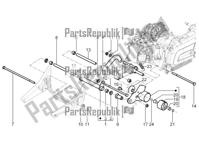 Alle onderdelen voor de Zwaaiende Arm van de Piaggio MP3 300 Yourban LT RL-Sport 2019