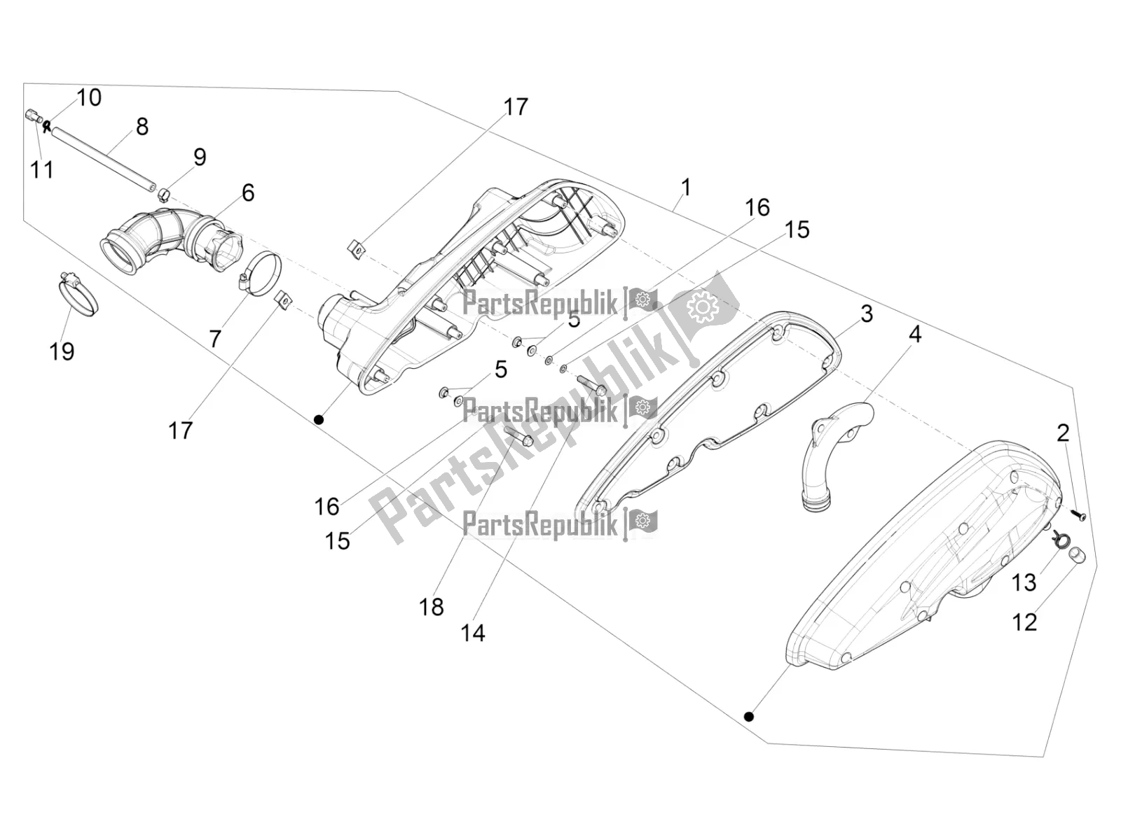 Alle onderdelen voor de Luchtfilter van de Piaggio MP3 350 Maxi Sport 2018