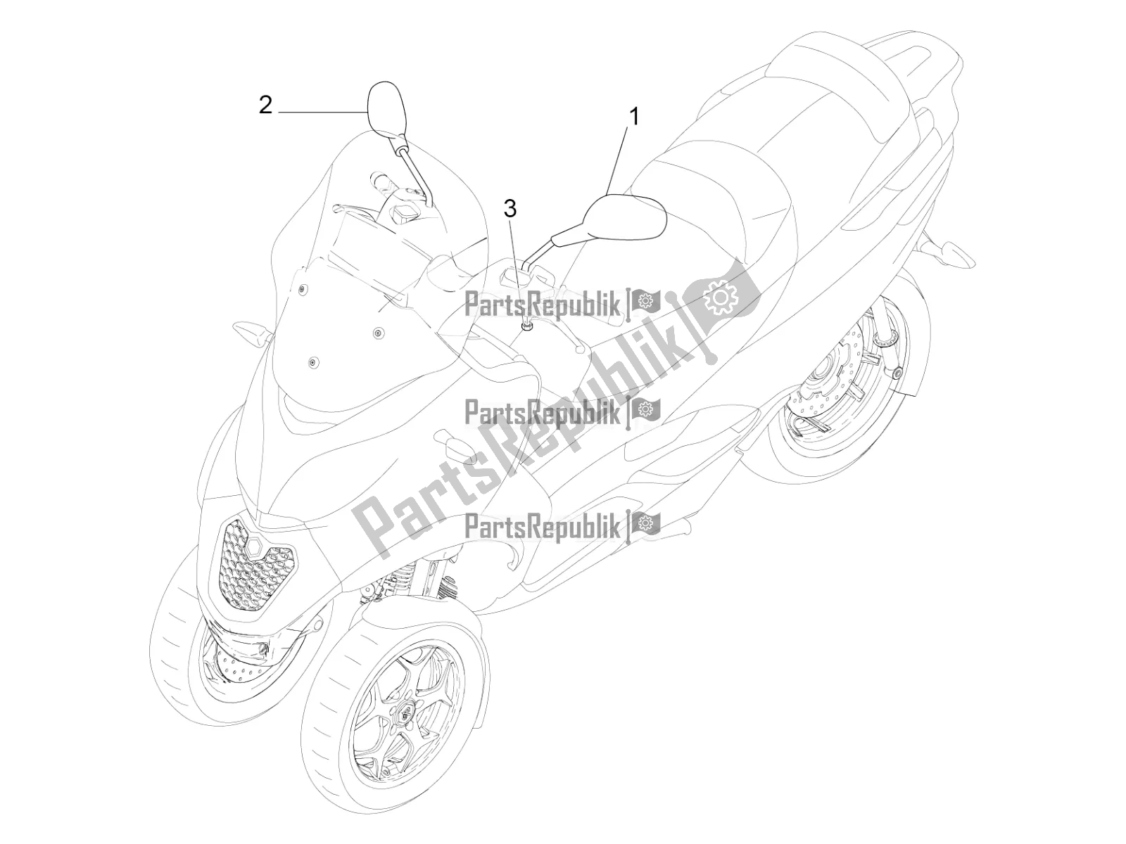 Toutes les pièces pour le Miroir (s) De Conduite du Piaggio MP3 350 Maxi Sport 2018