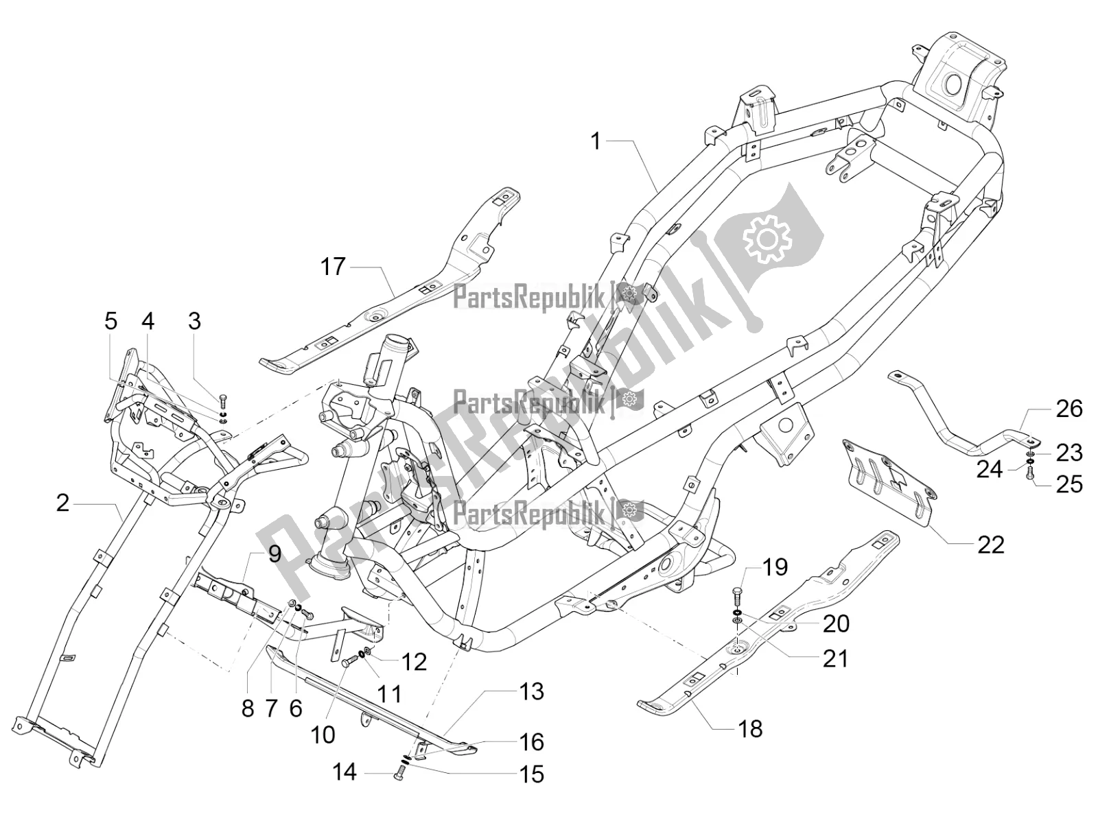 All parts for the Frame/bodywork of the Piaggio MP3 350 Maxi Sport 2019