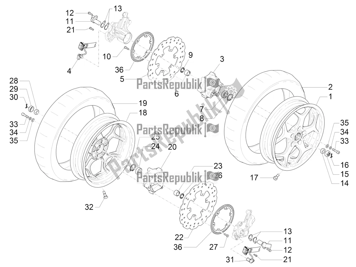 Todas las partes para Rueda Delantera de Piaggio MP3 350 Maxi Sport 2019