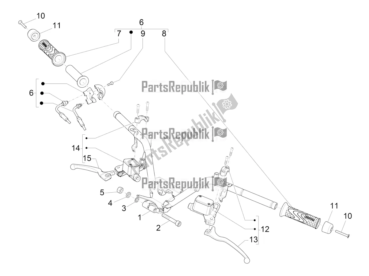 All parts for the Handlebars - Master Cil. Of the Piaggio MP3 350 Maxi Sport 2019