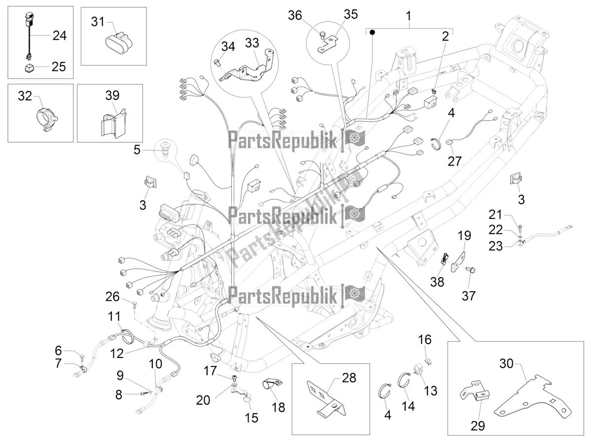 Todas las partes para Mazo De Cables Principal de Piaggio MP3 350 Maxi Sport 2019