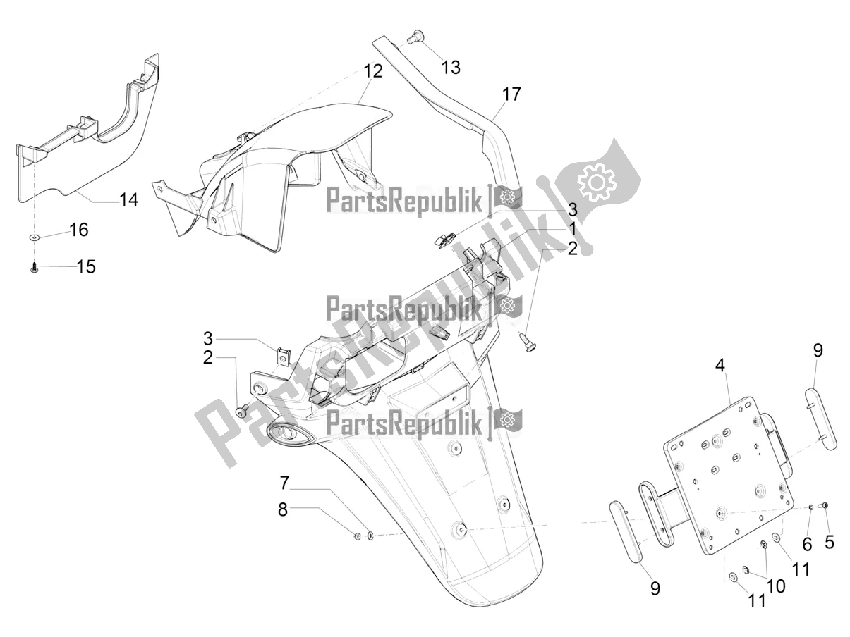 Toutes les pièces pour le Capot Arrière - Protection Contre Les éclaboussures du Piaggio MP3 350 Maxi Sport 2019