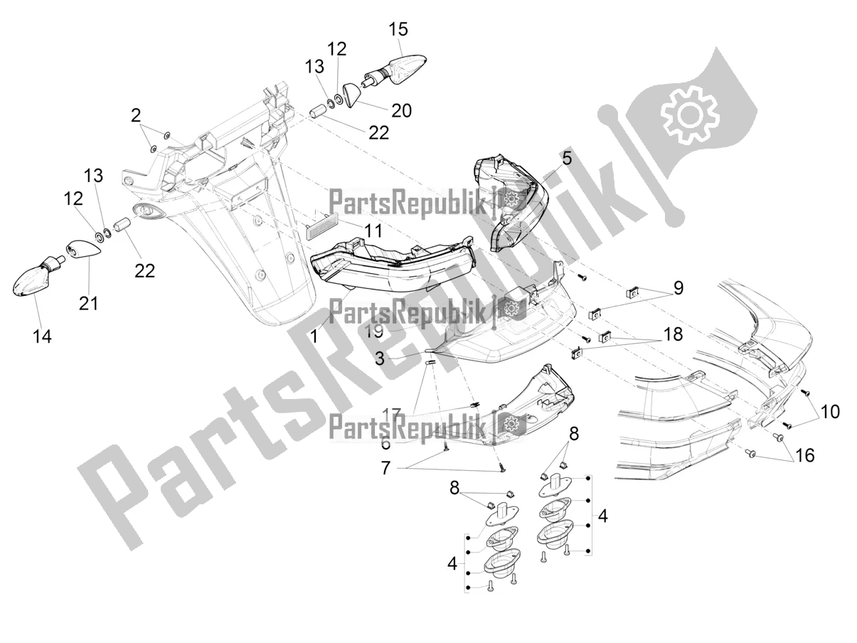 Wszystkie części do Reflektory Tylne - Kierunkowskazy Piaggio MP3 350 Maxi Sport 2019