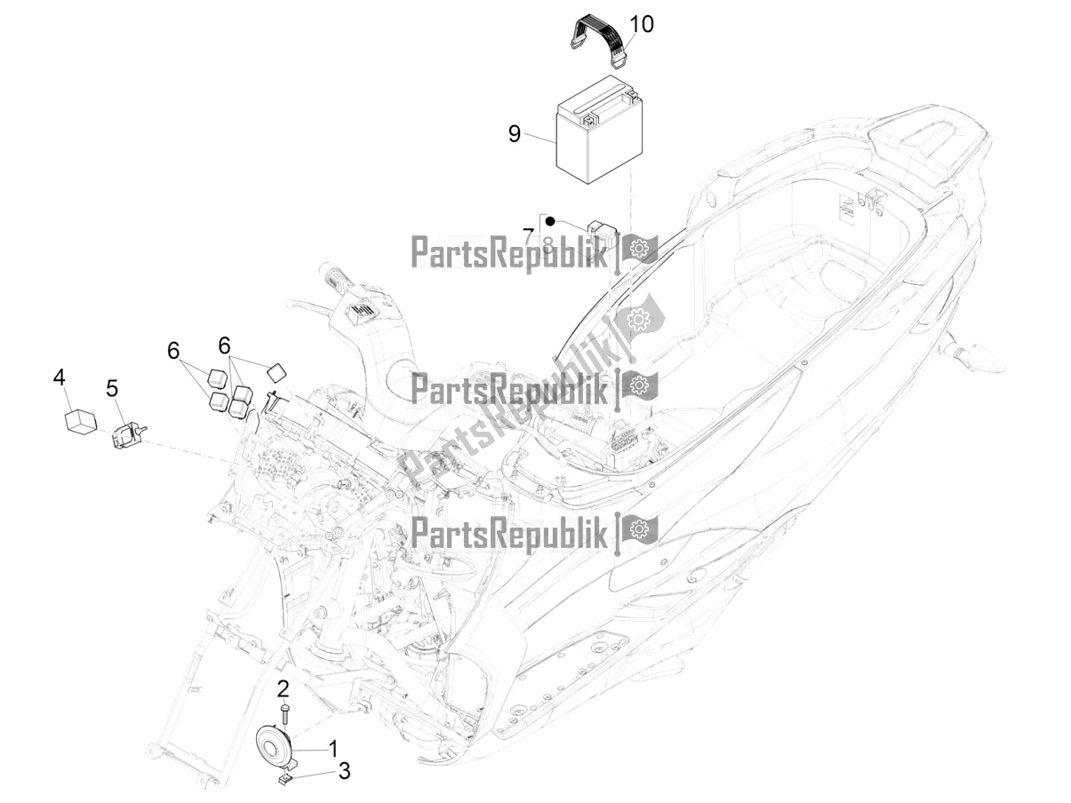 Todas las partes para Interruptores De Control Remoto - Batería - Bocina de Piaggio MP3 350 Maxi Sport 2019