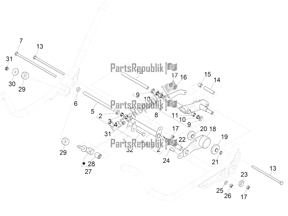 Toutes les pièces pour le Bras Oscillant du Piaggio MP3 350 Maxi Sport 2019
