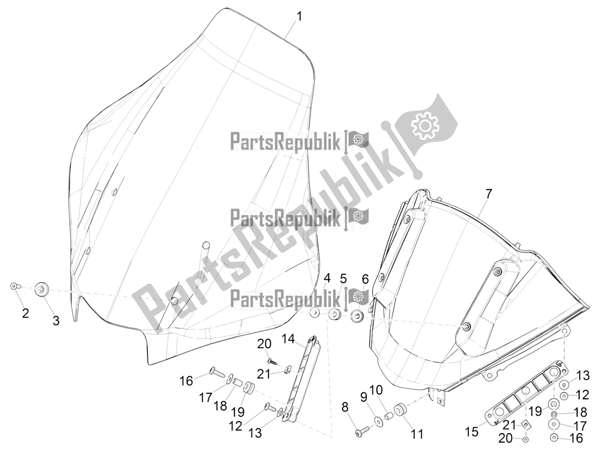 Toutes les pièces pour le Pare-brise - Verre du Piaggio MP3 350 Maxi Sport 2019