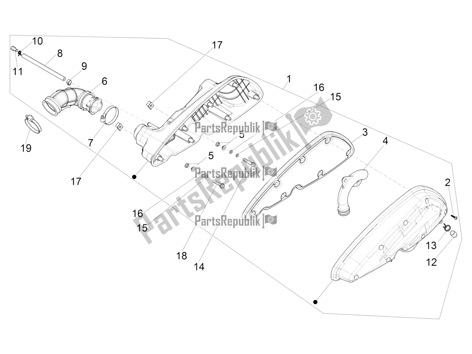 All parts for the Air Filter of the Piaggio MP3 350 Maxi Sport 2020