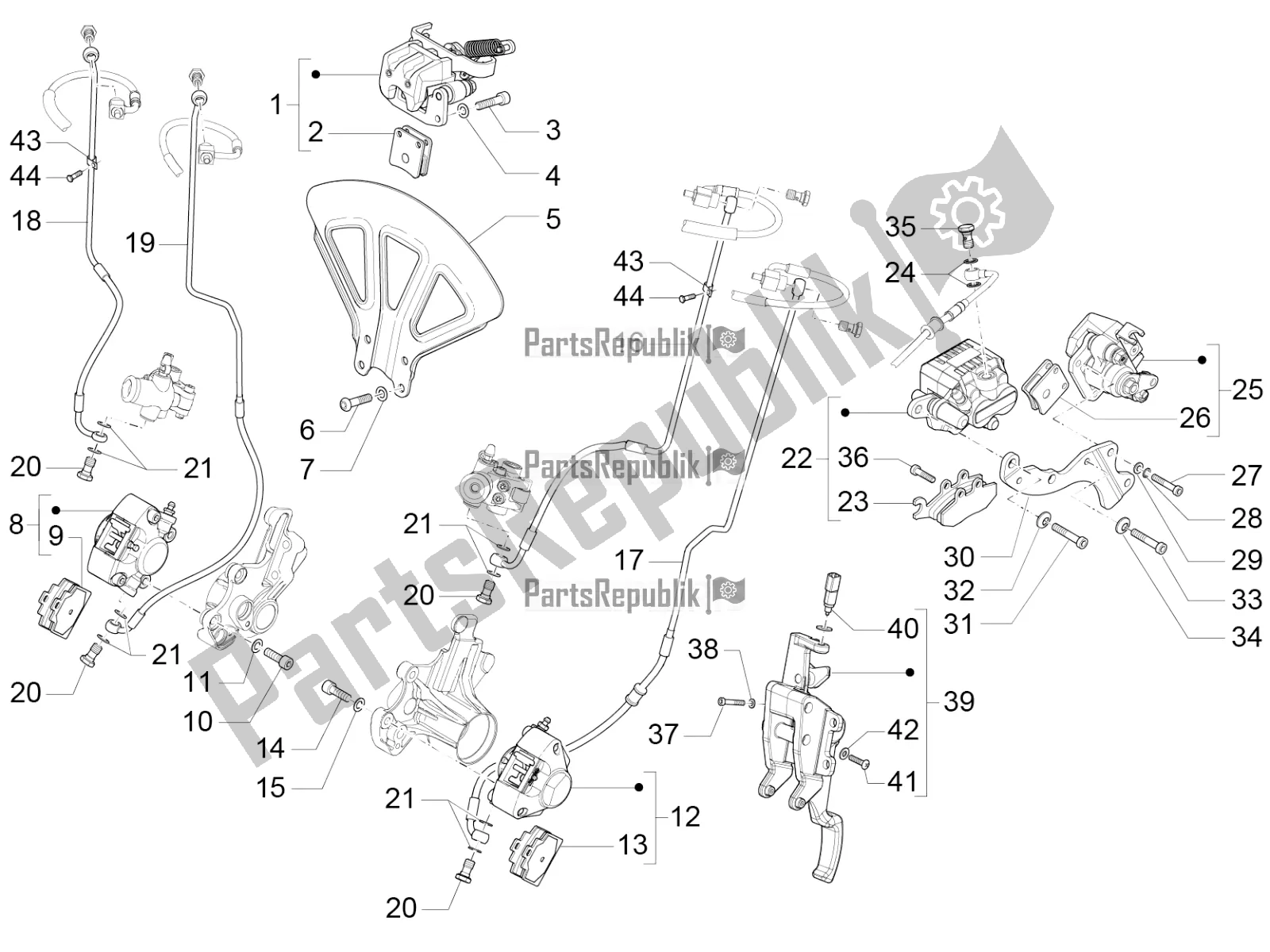 Todas las partes para Frenos Tubos - Pinzas (abs) de Piaggio MP3 350 Maxi Sport 2020