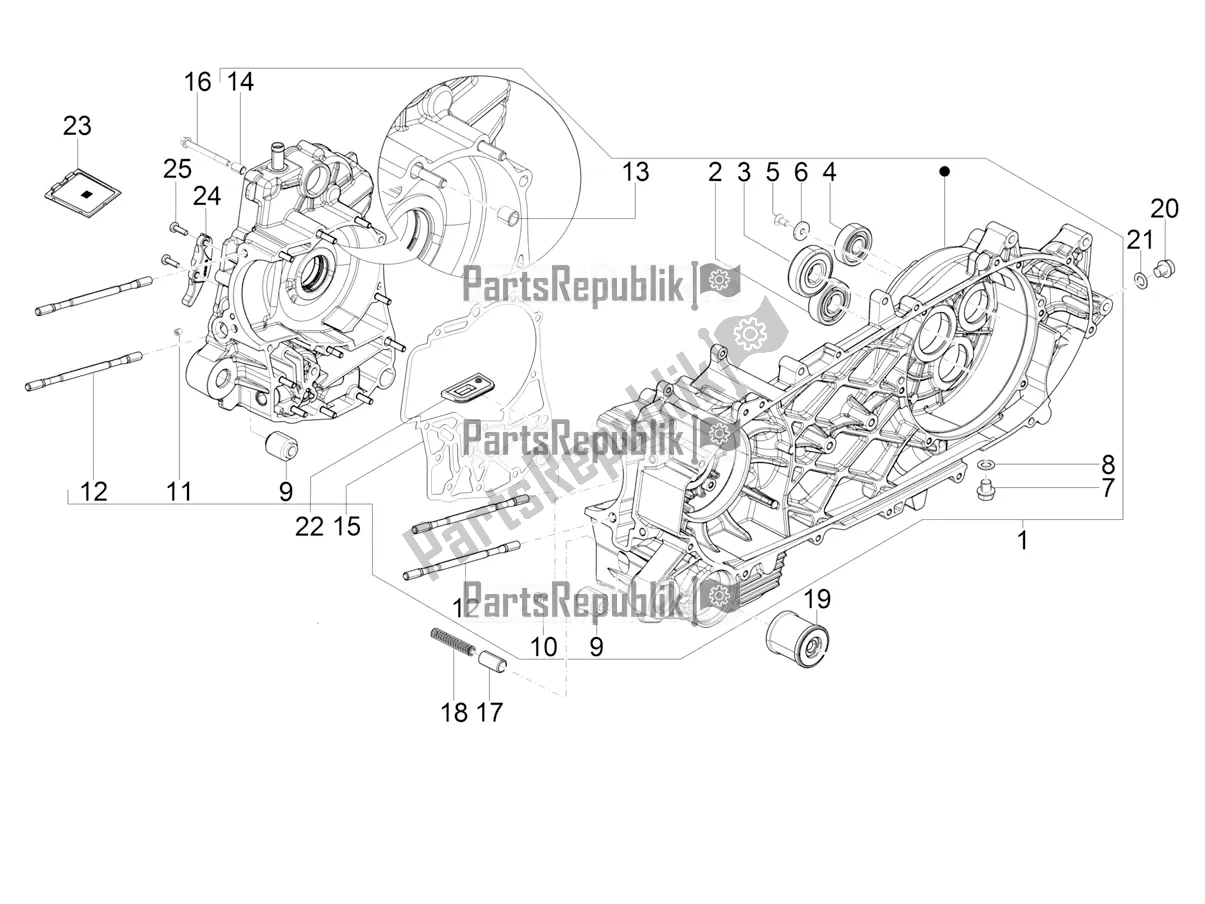 Todas las partes para Caja Del Cigüeñal de Piaggio MP3 350 Maxi Sport 2020