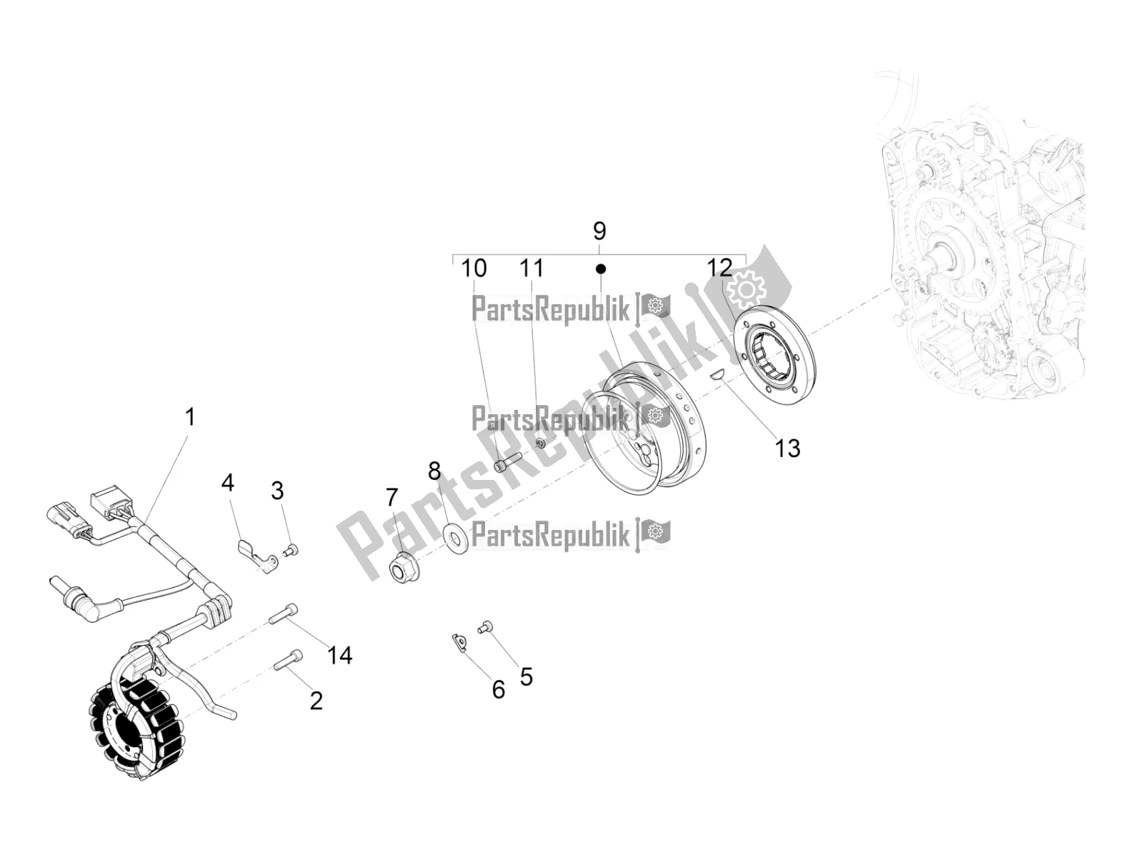 Todas las partes para Volante Magneto de Piaggio MP3 350 Maxi Sport 2020