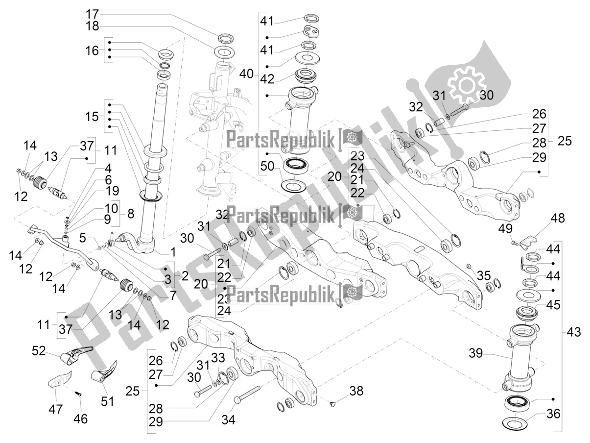 Toutes les pièces pour le Fourche / Tube De Direction - Palier De Direction du Piaggio MP3 350 Maxi Sport 2020