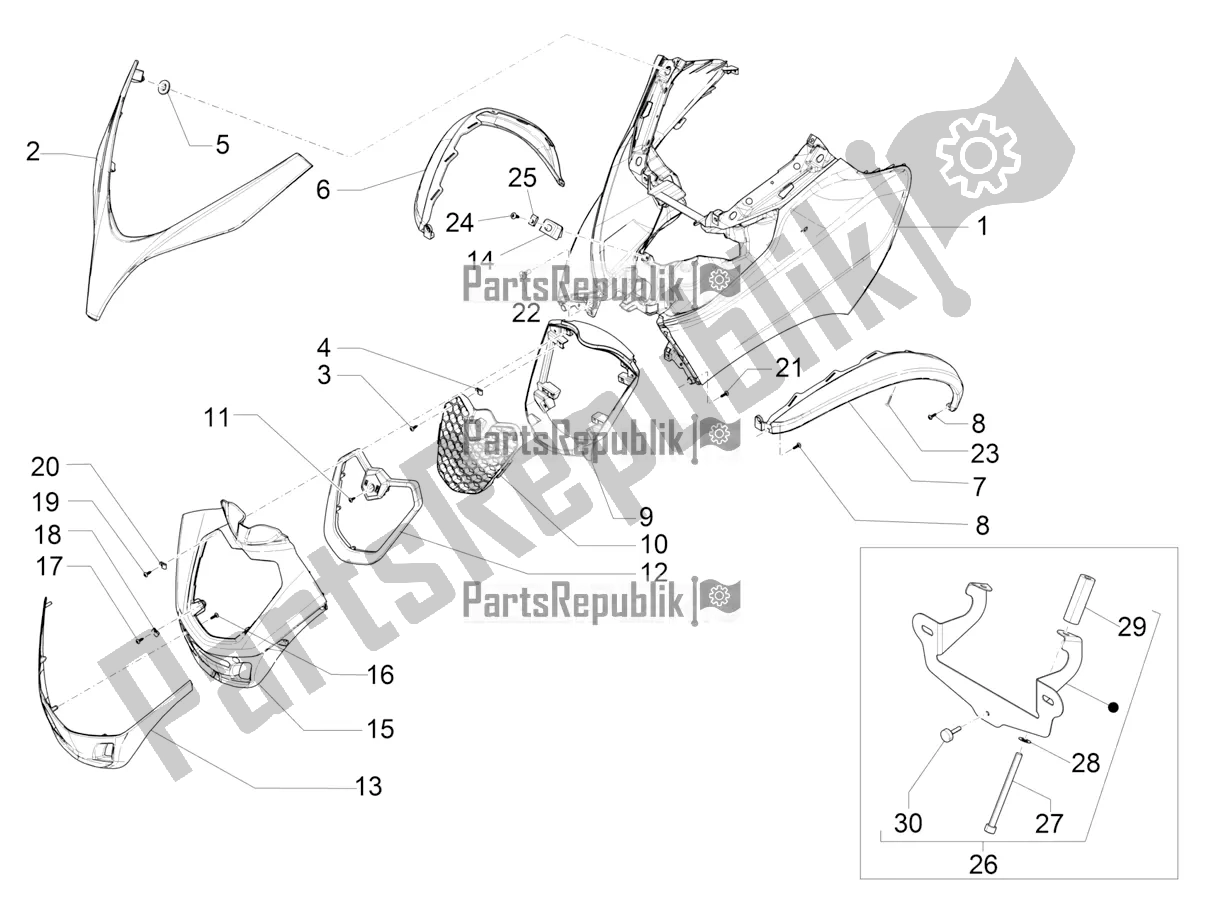 Todas las partes para Escudo Delantero de Piaggio MP3 350 Maxi Sport 2020