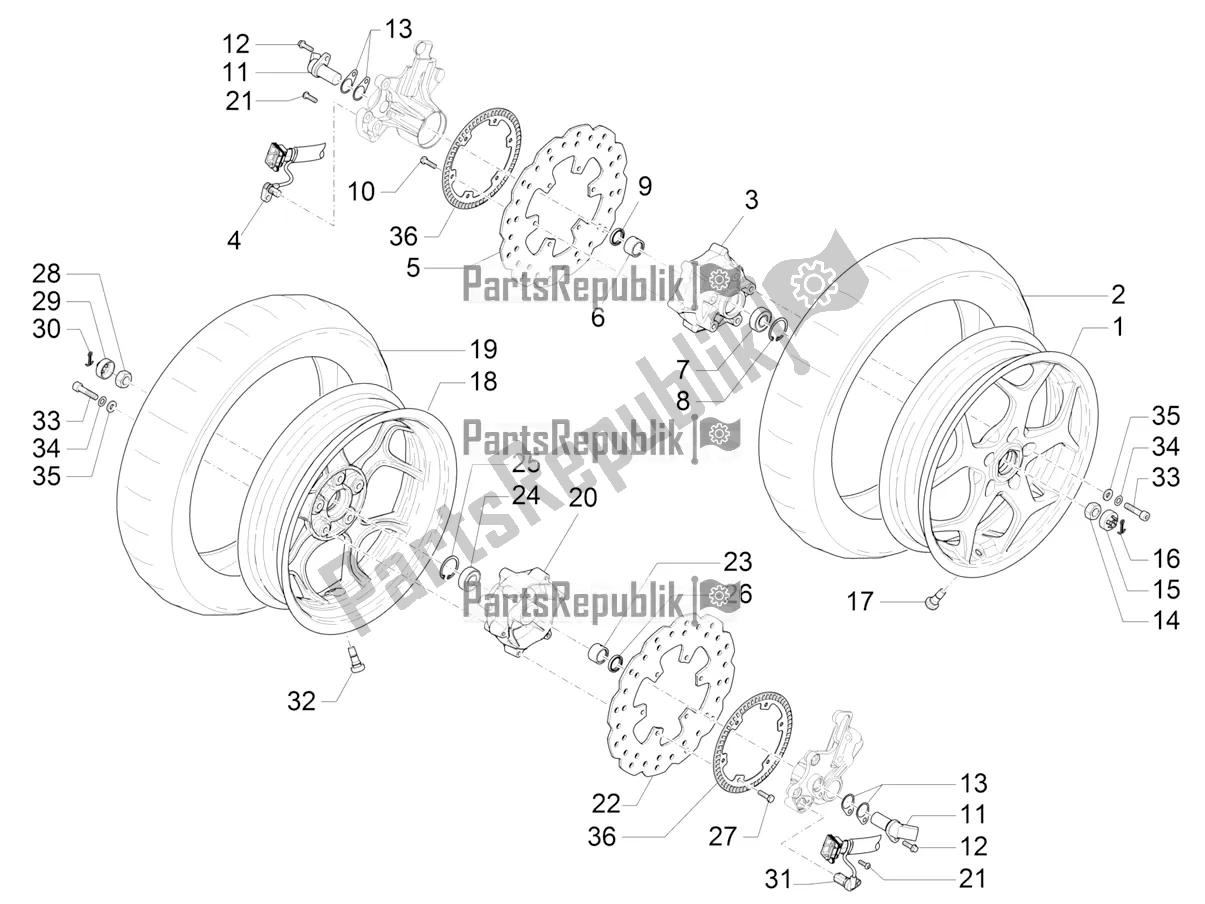 Todas las partes para Rueda Delantera de Piaggio MP3 350 Maxi Sport 2020