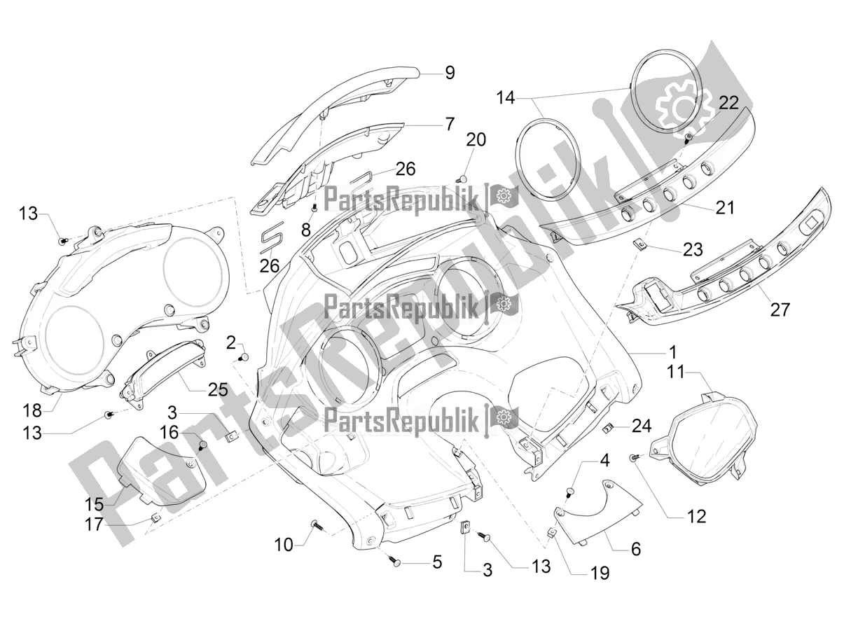 Tutte le parti per il Combinazione Metro - Cruscotto del Piaggio MP3 350 Maxi Sport 2020