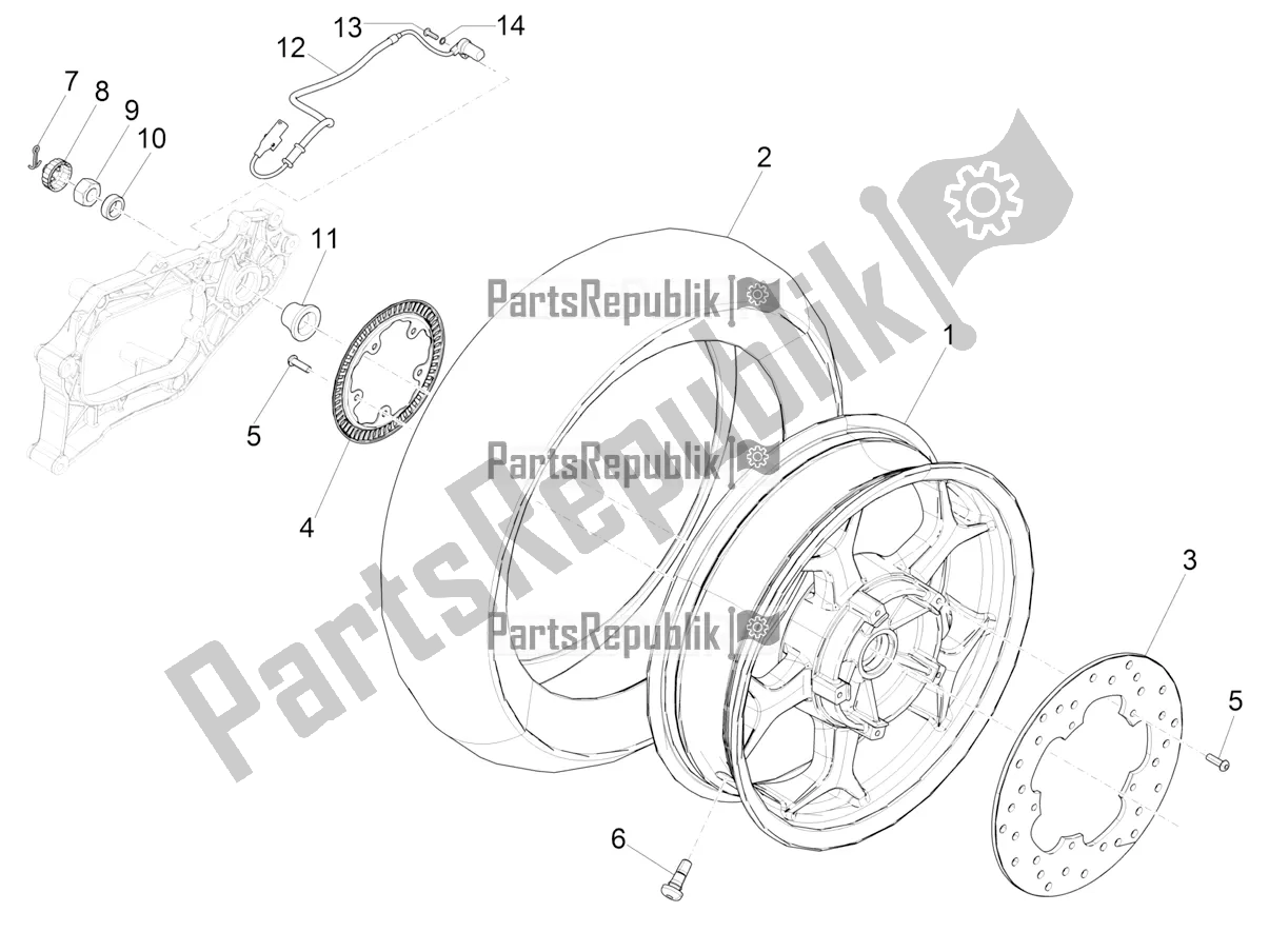 Todas las partes para Rueda Trasera de Piaggio MP3 350 Maxi Sport 2020