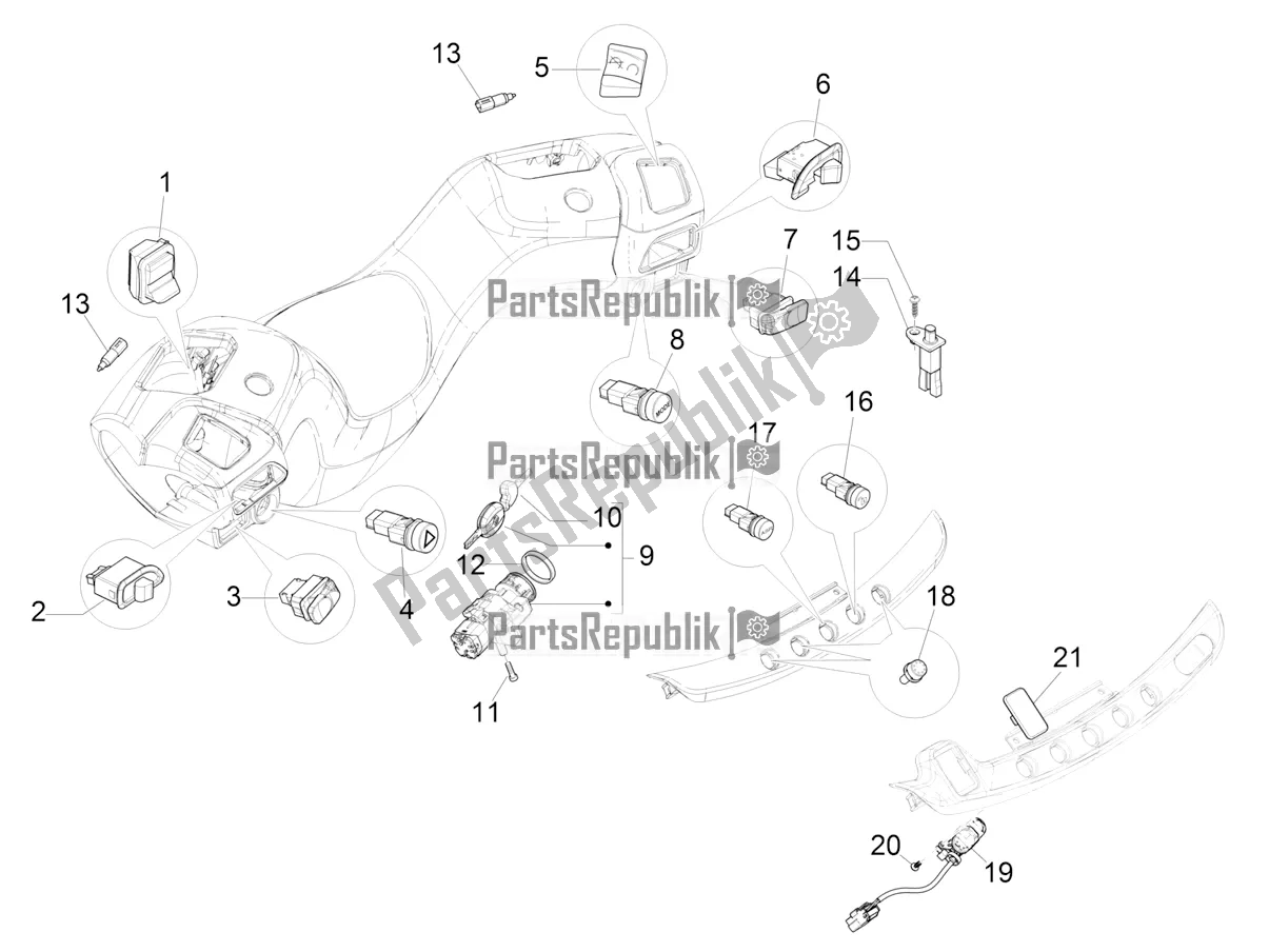 All parts for the Selectors - Switches - Buttons of the Piaggio MP3 350 Maxi Sport 2020