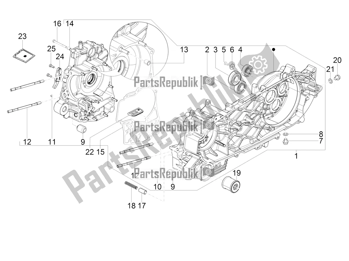 All parts for the Crankcase of the Piaggio MP3 350 Maxi Sport 2021