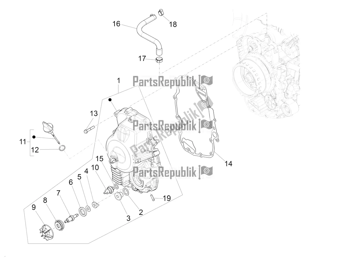 Toutes les pièces pour le Couvercle Magnéto Volant - Filtre à Huile du Piaggio MP3 350 Maxi Sport 2021