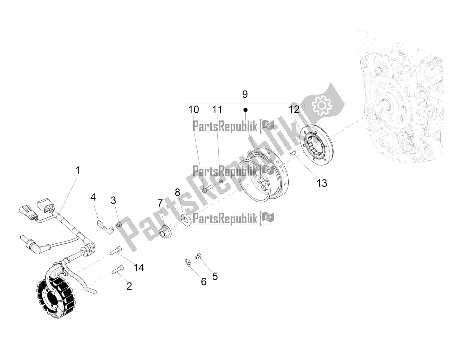 All parts for the Flywheel Magneto of the Piaggio MP3 350 Maxi Sport 2021