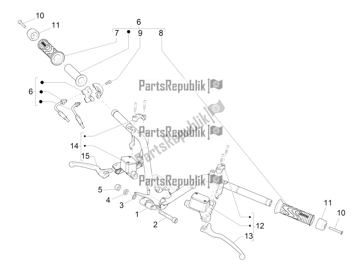 Tutte le parti per il Manubrio - Master Cil. Del Piaggio MP3 350 Maxi Sport 2021