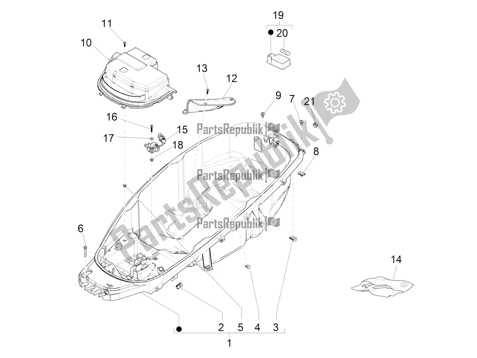 Toutes les pièces pour le Logement De Casque - Sous La Selle du Piaggio MP3 350 Maxi Sport 2021