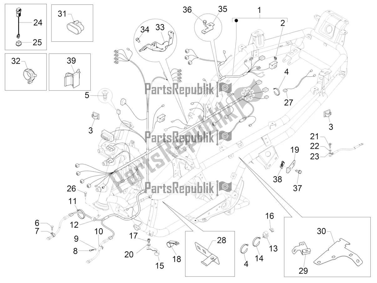 Todas as partes de Chicote De Cabos Principal do Piaggio MP3 350 Maxi Sport 2021