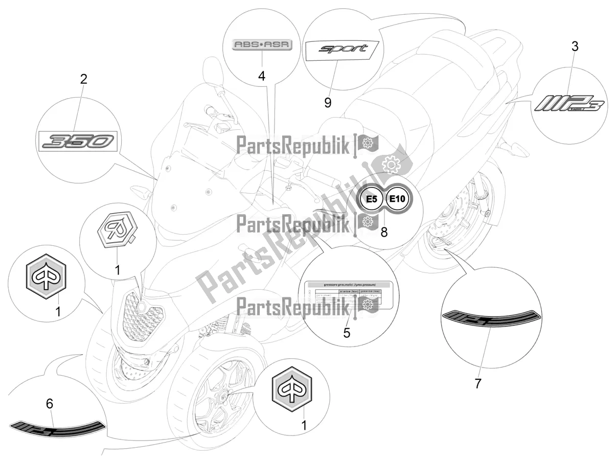 Todas las partes para Placas - Emblemas de Piaggio MP3 350 Maxi Sport 2021