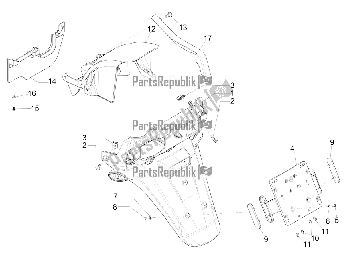 Toutes les pièces pour le Capot Arrière - Protection Contre Les éclaboussures du Piaggio MP3 350 Maxi Sport 2021