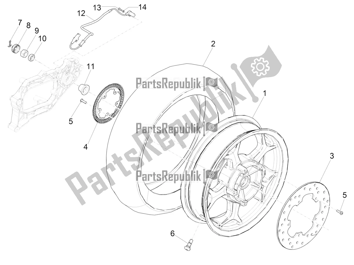 Todas las partes para Rueda Trasera de Piaggio MP3 350 Maxi Sport 2021